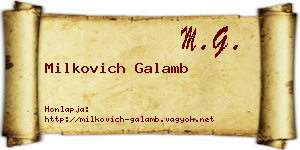 Milkovich Galamb névjegykártya